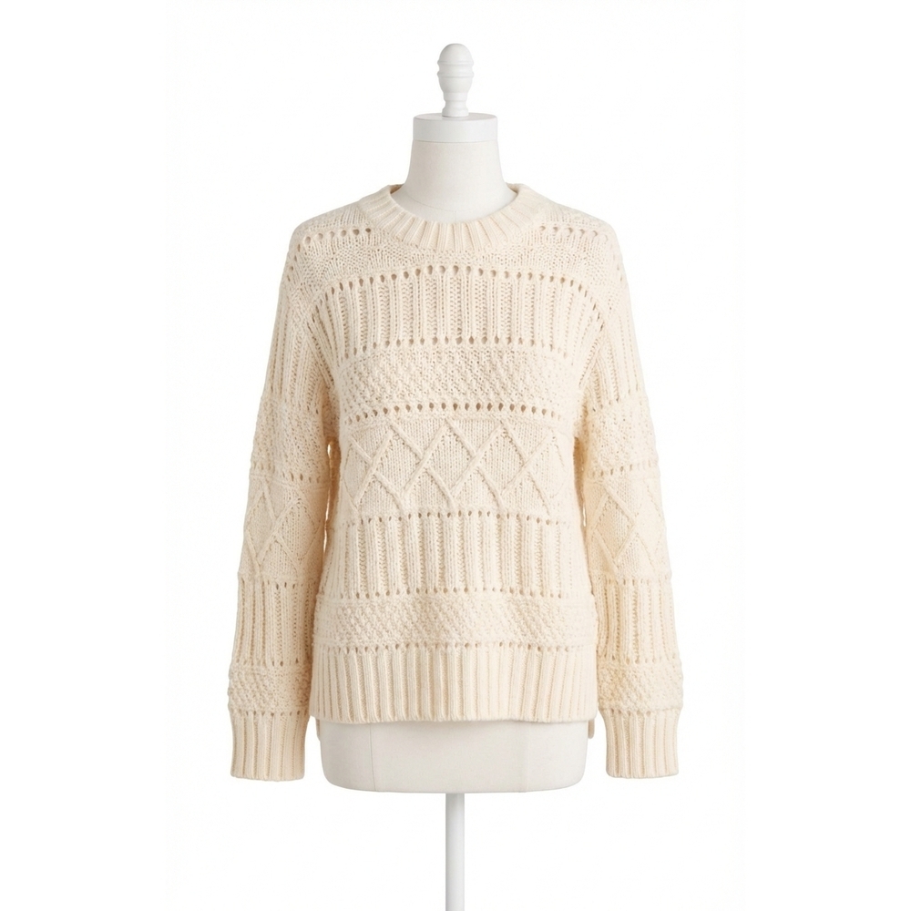 NEW Z SUPPLY cento cable sweater in warm white